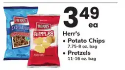 ACME Herr's Potato Chips 7.75-8 oz. bag Pretzels 11-16 oz. bag offer