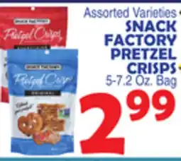 Bravo Supermarkets SNACK FACTORY PRETZEL CRISPS offer