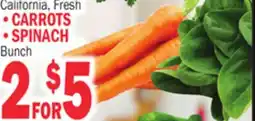 Bravo Supermarkets California, Fresh •CARROTS •SPINACH offer