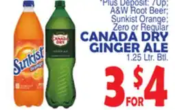 Bravo Supermarkets Sunkist Orange A&W Root Beer Canada Dry Ginger Ale offer