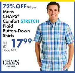 Boscov's Mens CHAPS Comfort STRETCH Plaid Button-Down Shirts offer