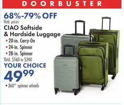 Boscov's CIAO Softside & Hardside Luggage offer