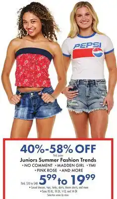 Boscov's Juniors Summer Fashion Trends offer