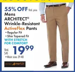 Boscov's Mens ARCHITECT Wrinkle-Resistant ActiveFlex Pants offer