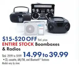 Boscov's ENTIRE STOCK Boomboxes & Radios offer