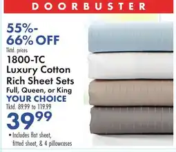 Boscov's 1800-TC Luxury Cotton Rich Sheet Sets offer