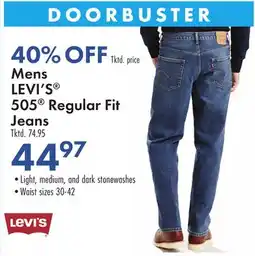 Boscov's Mens LEVI'S 505 Regular Fit Jeans offer