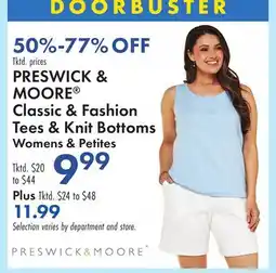 Boscov's PRESWICK & MOORE Classic & Fashion Tees & Knit Bottoms offer
