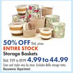 Boscov's ENTIRE STOCK Storage Baskets offer