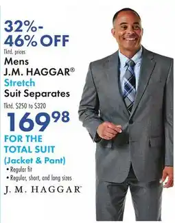 Boscov's Mens J. M. HAGGAR Stretch Suit Separates offer