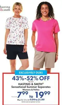 Boscov's HASTING & SMITH Sensational Summer Separates offer