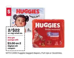 CVS HUGGIES bagged diapers, Pull-Ups or Goodnites offer