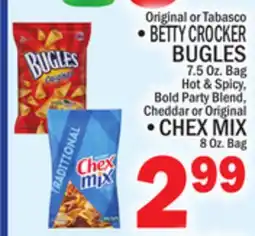 C Town BETTY CROCKER BUGLES CHEX MIX 8 oz. Bag offer