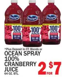 C Town OCEAN SPRAY 100% CRANBERRY JUICE offer