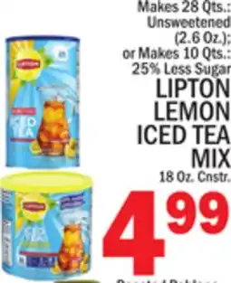 C Town LIPTON LEMON ICED TEA MIX 18 Oz. Cnstr offer