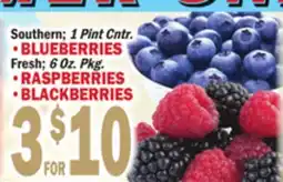 C Town • BLUEBERRIES Fresh 6 Oz. Pkg. • RASPBERRIES • BLACKBERRIES offer