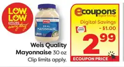 Weis Markets Weis Quality Mayonnaise offer