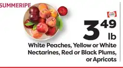 Weis Markets White Peaches, Yellow or White Nectarines, Red or Black Plums, or Apricots offer