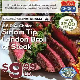 DeCicco & Sons DeCicco & Sons NATURALLY U.S.D.A. Choice Sirloin Tip London Broil or Steak offer