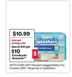 CVS ANY Pampers Bagged Baby Dry, Cruisers 360°, Ninjamas or Splashers offer