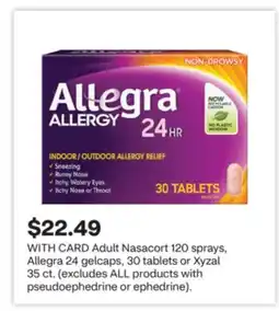 CVS Adult Nasacort 120 sprays, Allegra 24 gelcaps, 30 tablets or Xyzal 35 ct offer