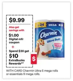 CVS Charmin Ultra 6 mega rolls or essentials 9 mega rolls offer