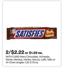 CVS Mars Chocolate, Airheads, Nerds, Mentos, Haribo, Necco, Laffy Taffy or Hi-Chew singles offer