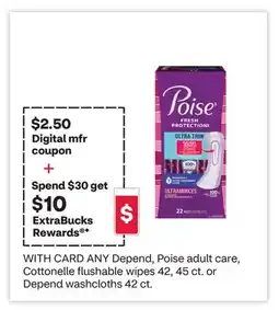CVS ANY Depend, Poise adult care, Cottonelle flushable wipes 42, 45 ct. or Depend washcloths 42 ct offer