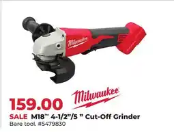 Runnings MILWAUKEE M18 4-1/2/5 Cut-Off Grinder offer