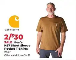 Runnings Carhartt Men's K87 Short Sleeve Pocket T-Shirts offer