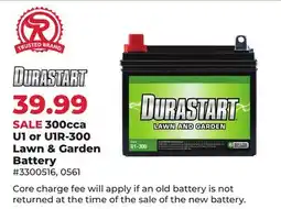 Runnings Durastart 300cca U1 or U1R-300 Lawn & Garden Battery offer