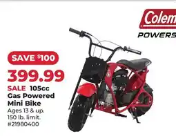 Runnings Coleman 105cc Gas Powered Mini Bike offer