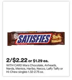 CVS Mars Chocolate, Airheads, Nerds, Mentos, Haribo, Necco, Laffy Taffy or Hi-Chew singles 1.32-2.75 oz offer