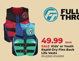 Runnings Full Throttle Kids' or Youth Rapid-Dry Flex-Back Life Vests offer