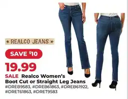 Runnings Realco Women's Boot Cut or Straight Leg Jeans offer