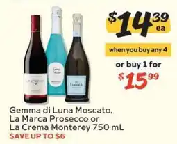 Winn Dixie Gemma di Luna Moscato, La Marca Prosecco or La Crema Monterey offer