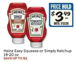 Winn Dixie Heinz Easy Squeeze or Simply Ketchup offer