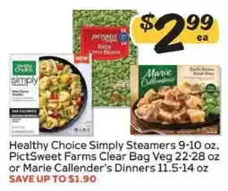 Winn Dixie Healthy Choice Simply Steamers, PictSweet Farms Clear Bag Veg, or Marie Callender's Dinners offer