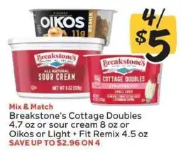 Winn Dixie Breakstone's Cottage Doubles, Sour Cream, Oikos or Light + Fit Remix offer