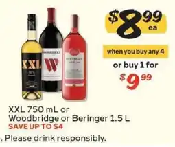 Winn Dixie XXL 750 mL or Woodbridge or Beringer 1.5 L offer