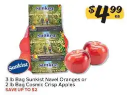 Winn Dixie Sunkist Navel Oranges or Cosmic Crisp Apples offer