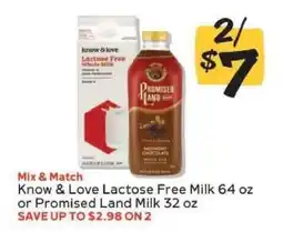 Winn Dixie Know & Love Lactose Free Milk 64 oz or Promised Land Milk 32 oz offer