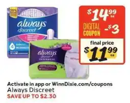 Winn Dixie Always Discreet offer