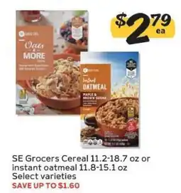 Winn Dixie SE Grocers Cereal or Instant Oatmeal offer