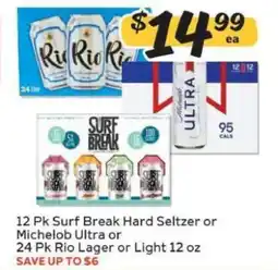 Winn Dixie 12 Pk Surf Break Hard Seltzer or Michelob Ultra or 24 Pk Rio Lager or Light 12 oz offer