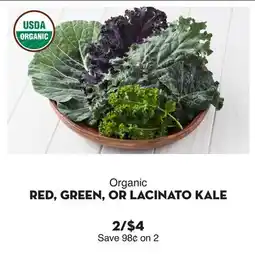 Bristol Farms Organic RED, GREEN, OR Lacinato KALE offer