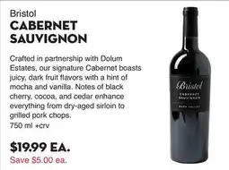 Bristol Farms Bristol CABERNET SAUVIGNON offer
