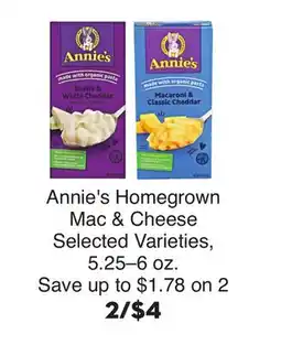 Bristol Farms Annie's Homegrown Mac & Cheese offer