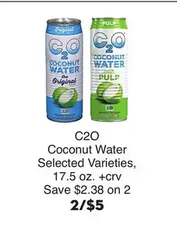 Bristol Farms C2O Coconut Water offer