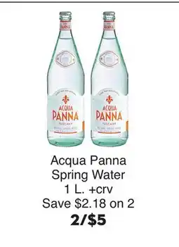 Bristol Farms Acqua Panna Spring Water offer